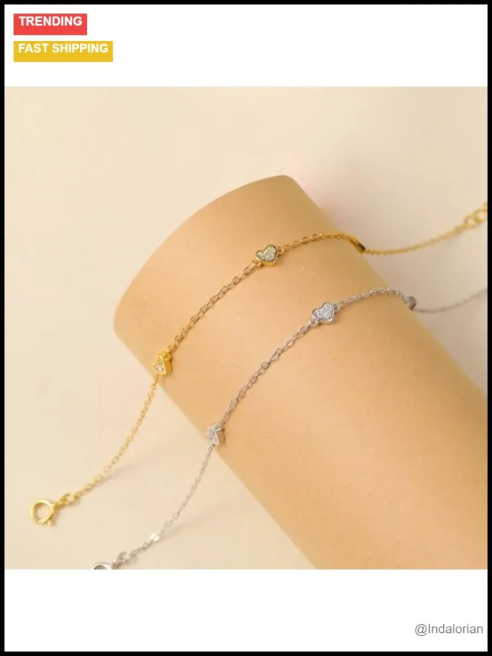925 Sterling Silver Heart Link Bracelet Adjustable 6.69in Chain